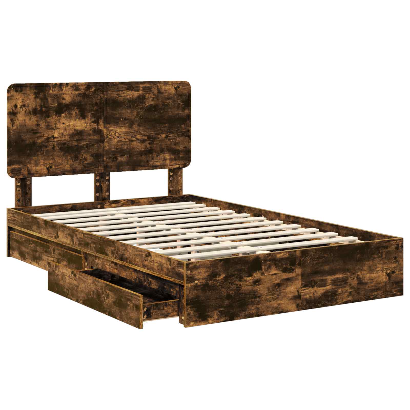 Letto con Contenitore con testiera Rovere fumé 135 x 190 cm | homemem39