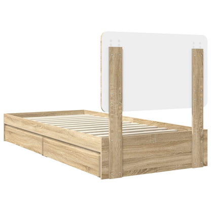 Letto con Contenitore con testiera Rovere Sonoma 100 x 200 cm | homemem39