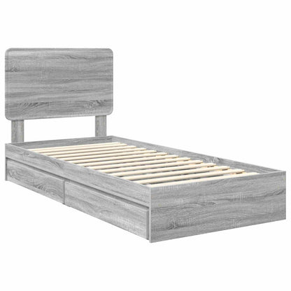 Letto con Contenitore con testiera Grigio Sonoma 100 x 200 cm | homemem39