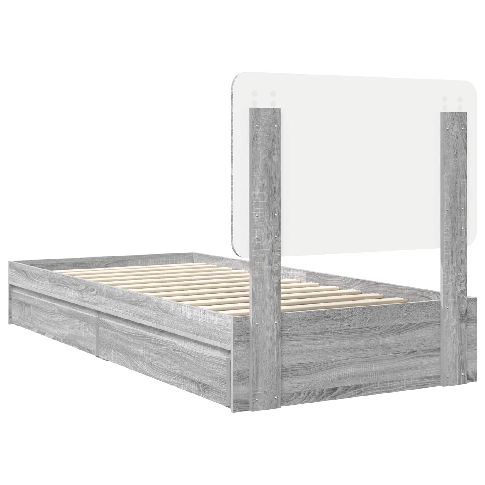 Letto con Contenitore con testiera Grigio Sonoma 100 x 200 cm | homemem39