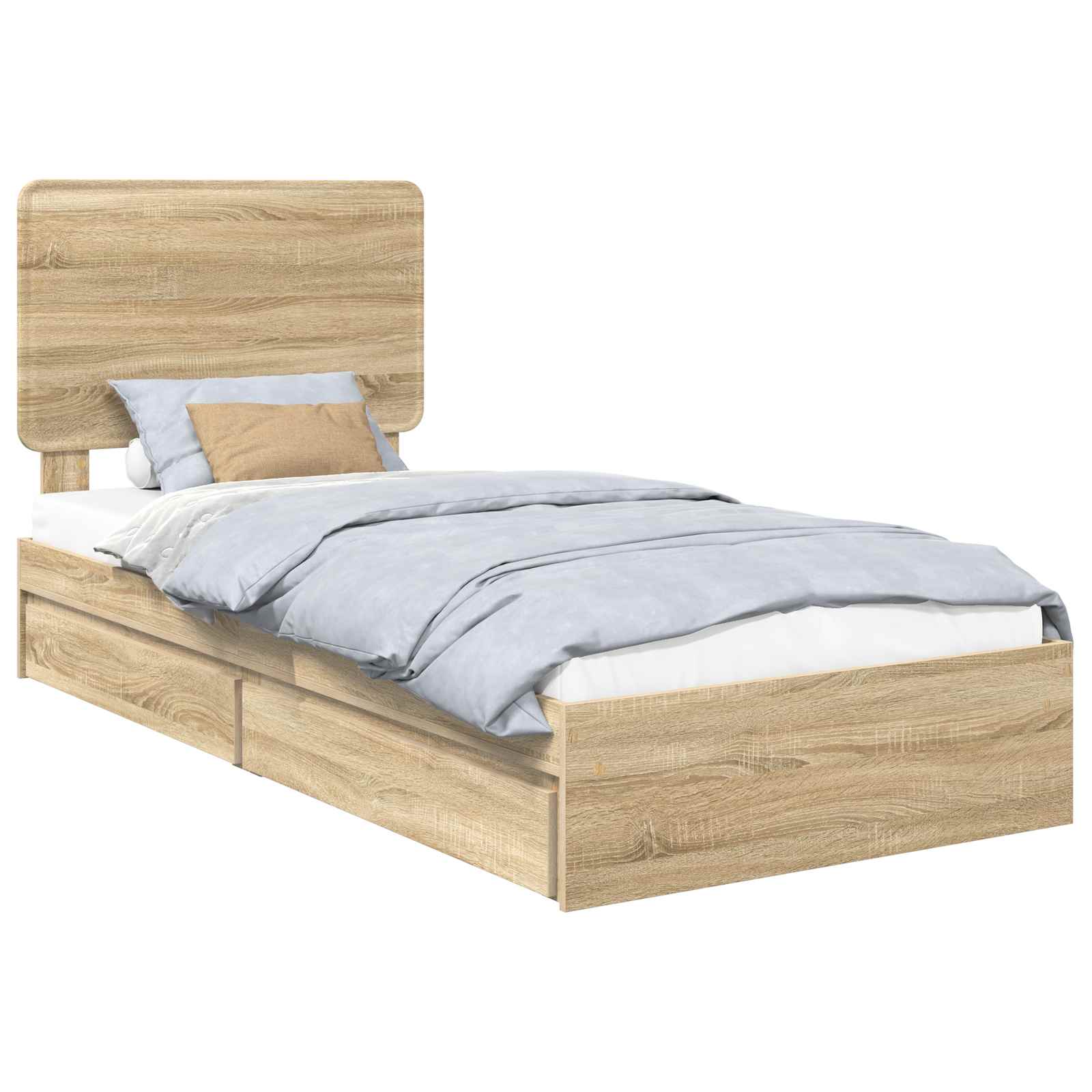 Letto con Contenitore con testiera Rovere Sonoma 90 x 200 cm | homemem39
