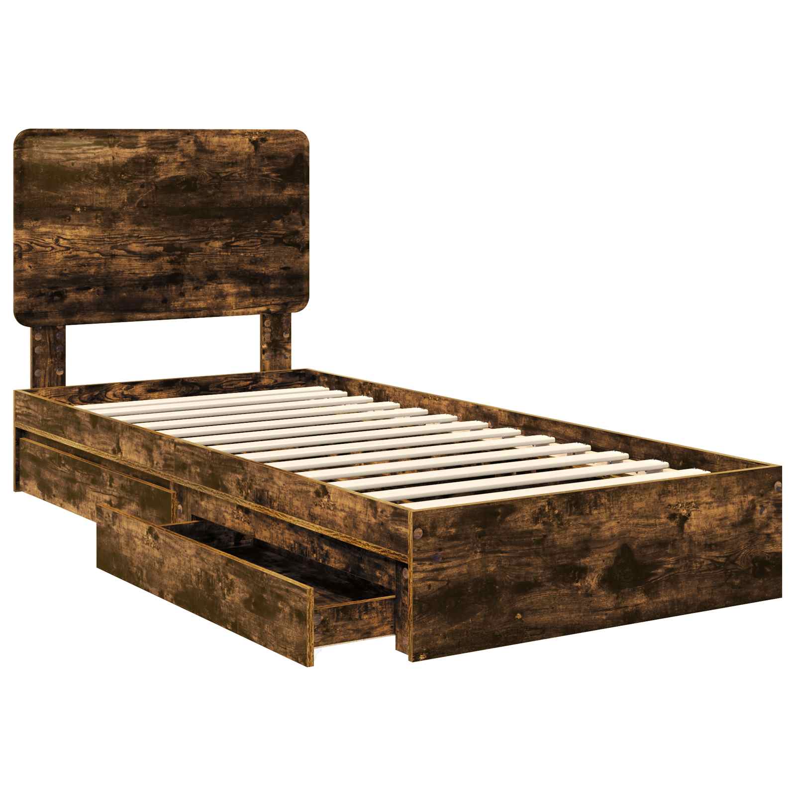 Letto con Contenitore Rovere fumé 90 x 200 cm Legno multistrato | homemem39