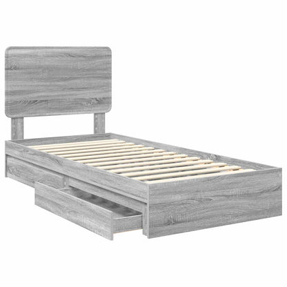 Letto con Contenitore con testiera Grigio Sonoma 90 x 200 cm | homemem39