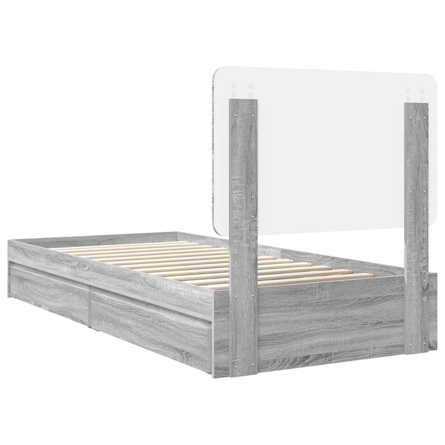 Letto con Contenitore con testiera Grigio Sonoma 90 x 200 cm | homemem39