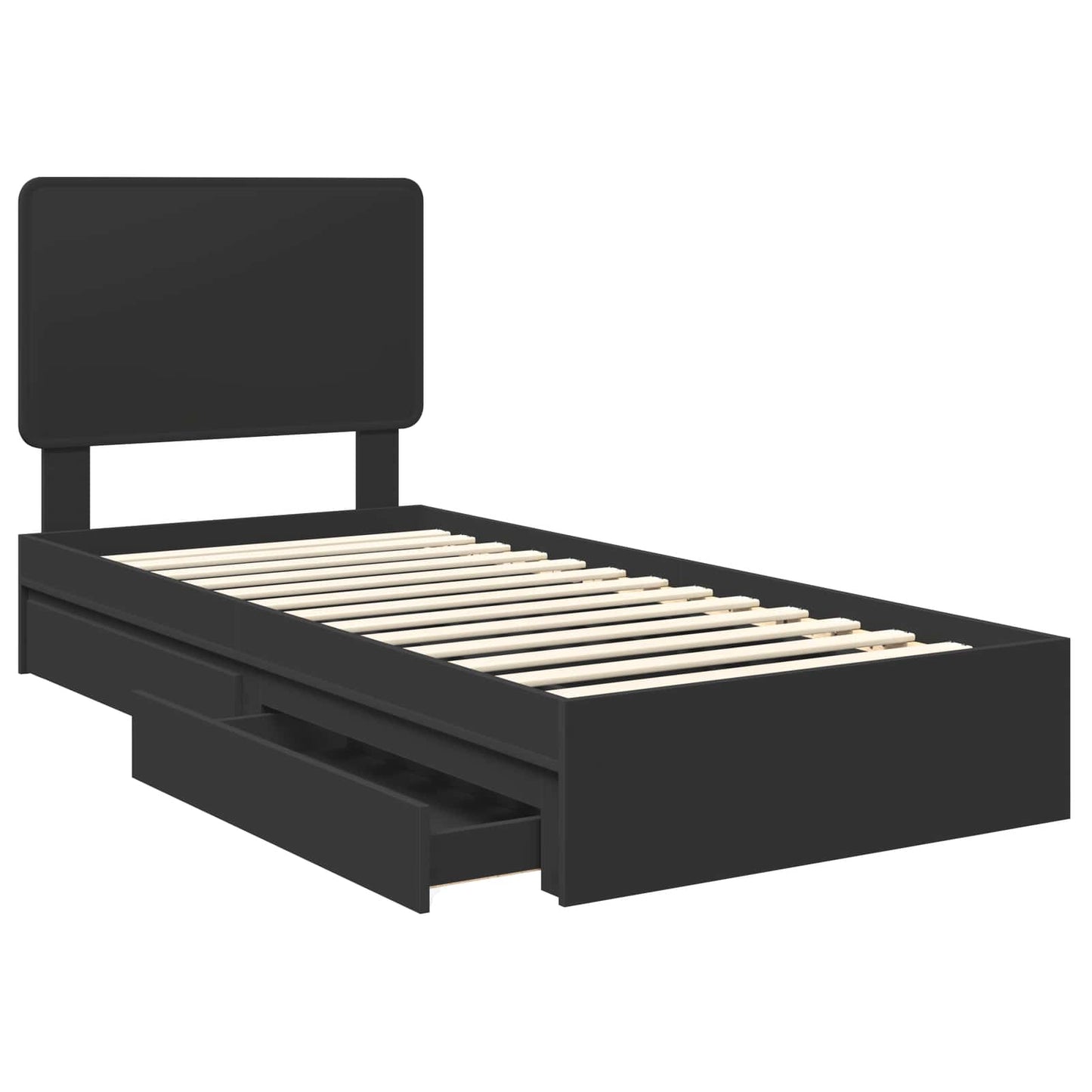 Letto con Contenitore Nero 90 x 190 cm Legno multistrato | homemem39