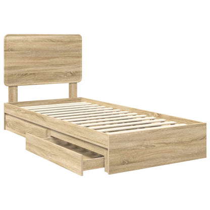 Letto con Contenitore con testiera Rovere Sonoma 90 x 190 cm | homemem39