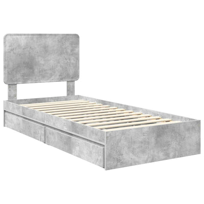 Letto con Contenitore con testiera Grigio cemento 90 x 190 cm | homemem39