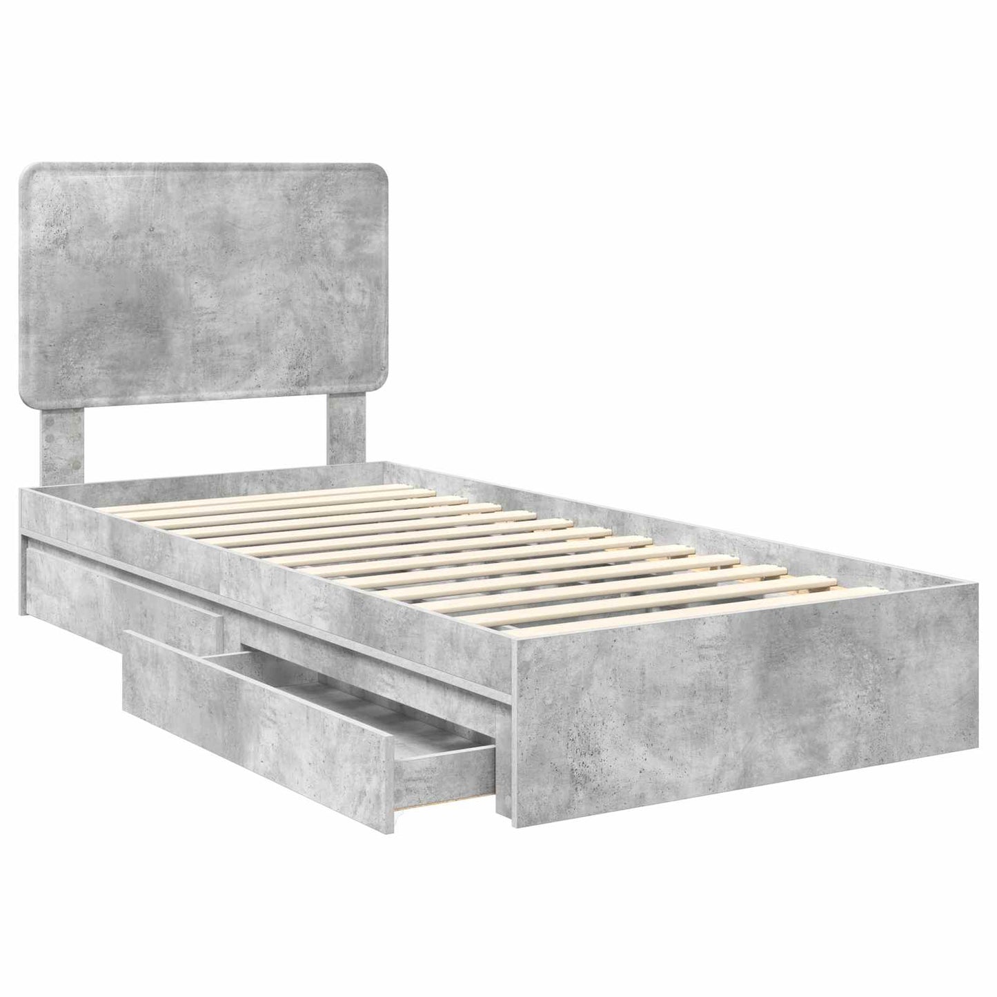 Letto con Contenitore con testiera Grigio cemento 90 x 190 cm | homemem39