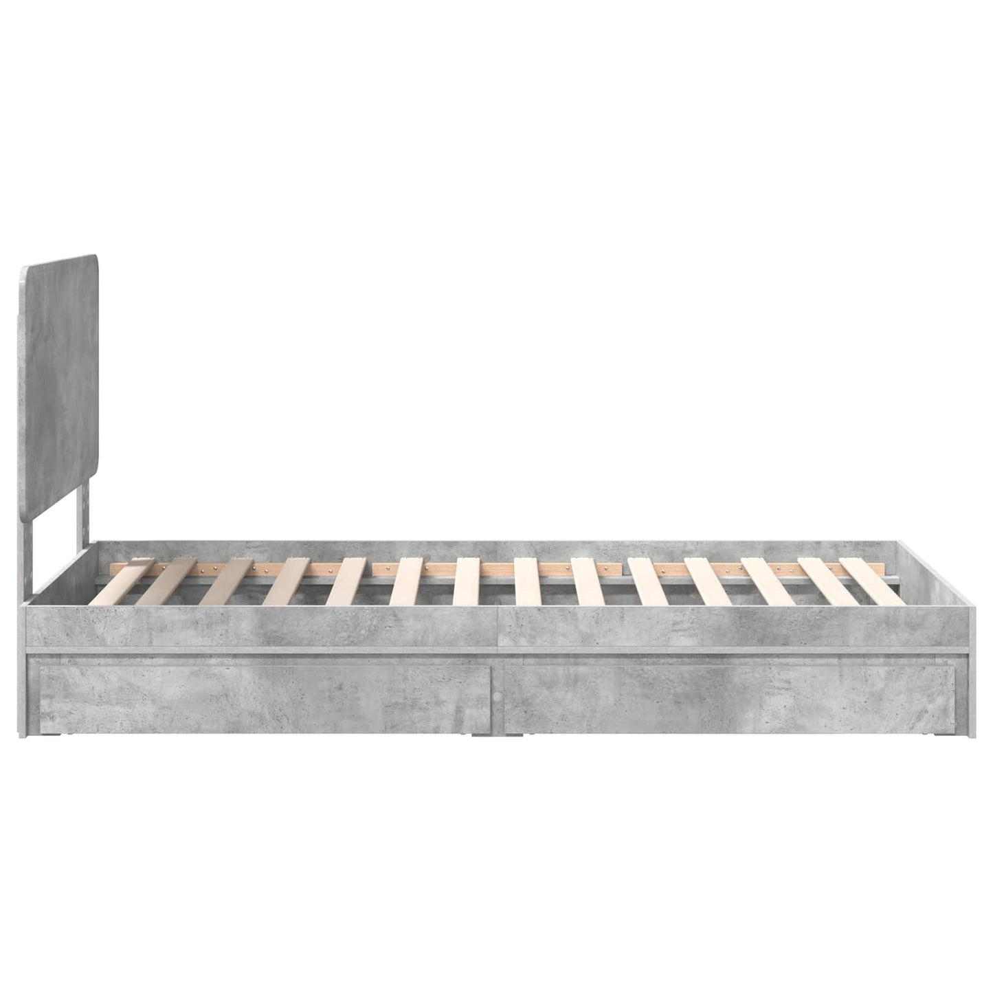 Letto con Contenitore con testiera Grigio cemento 90 x 190 cm | homemem39