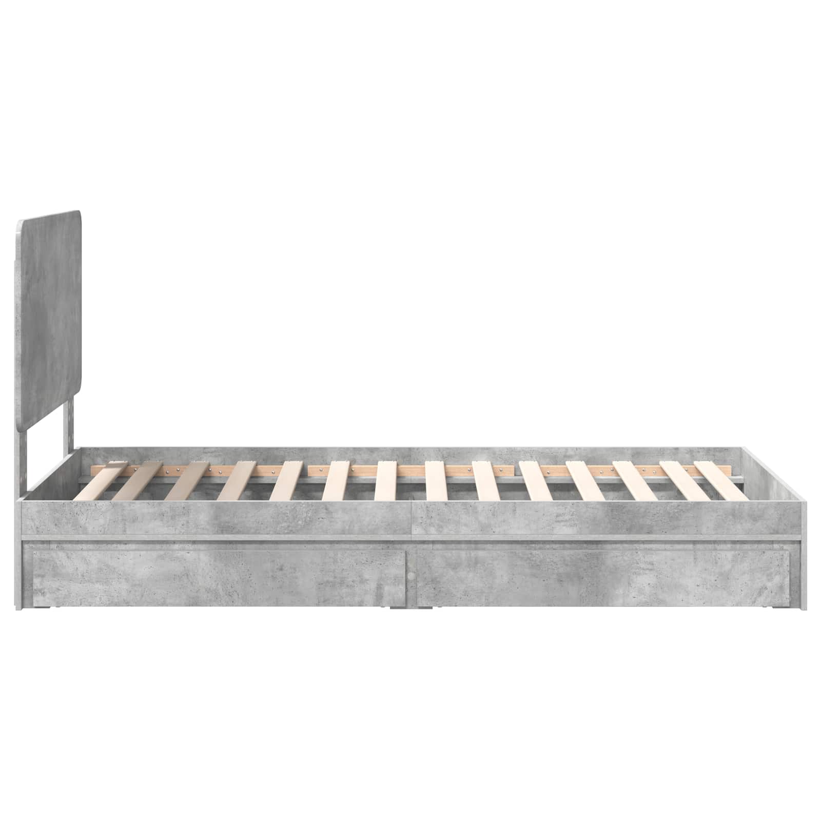 Letto con Contenitore con testiera Grigio cemento 90 x 190 cm | homemem39