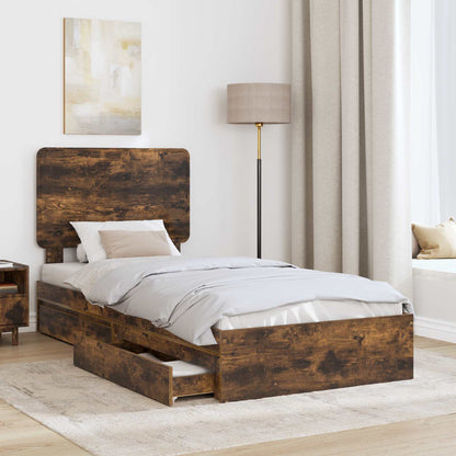 Letto con Contenitore Rovere fumé 90 x 190 cm Legno multistrato | homemem39