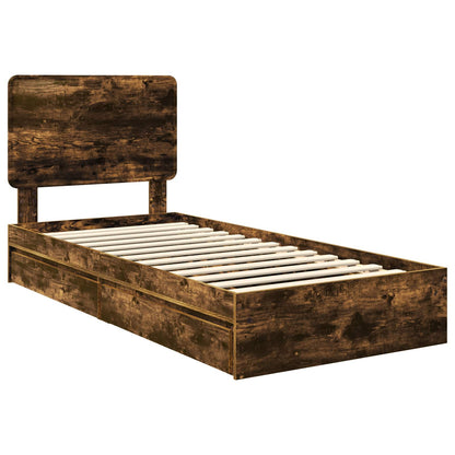 Letto con Contenitore Rovere fumé 90 x 190 cm Legno multistrato | homemem39