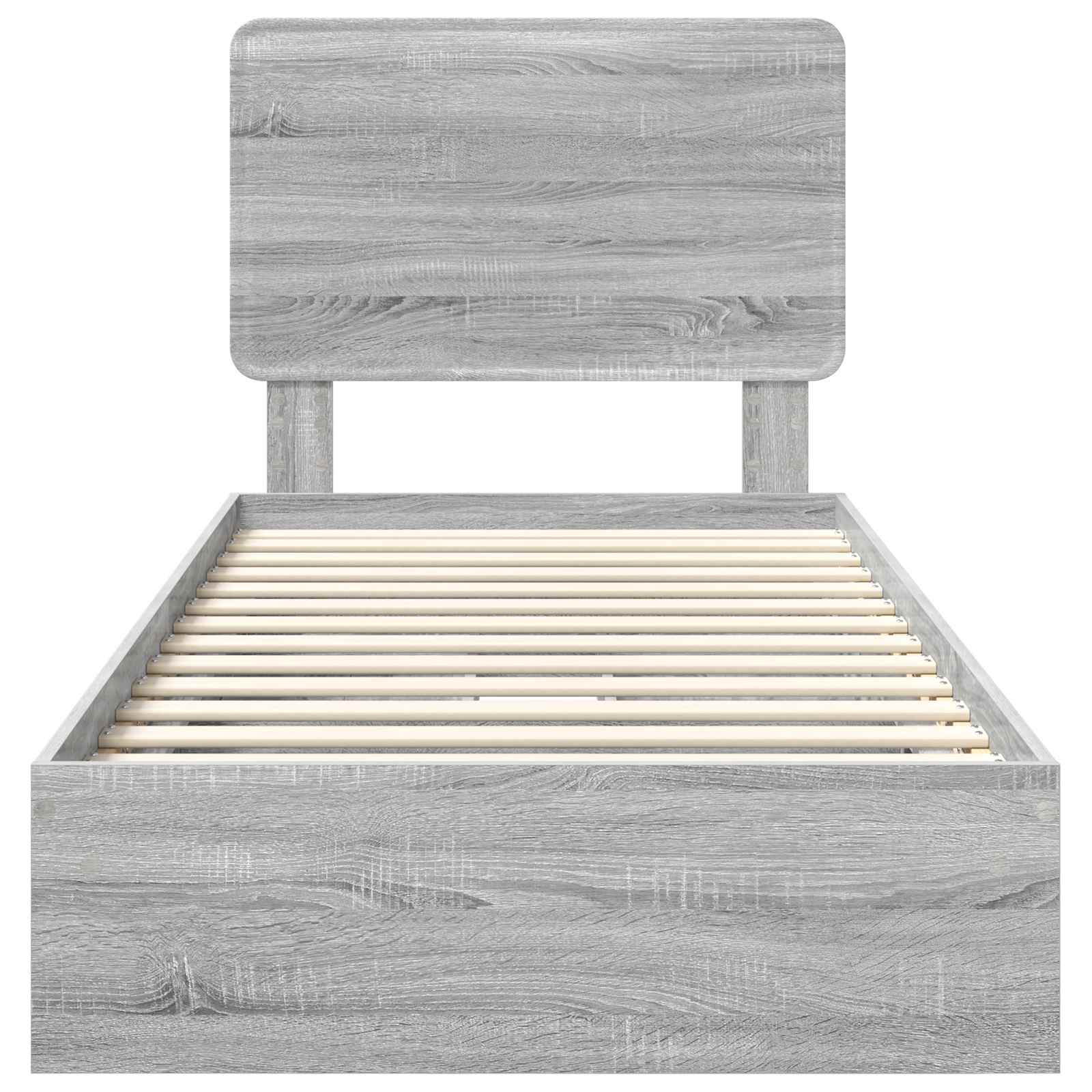 Letto con Contenitore con testiera Grigio Sonoma 90 x 190 cm | homemem39