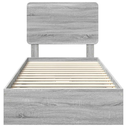 Letto con Contenitore con testiera Grigio Sonoma 90 x 190 cm | homemem39