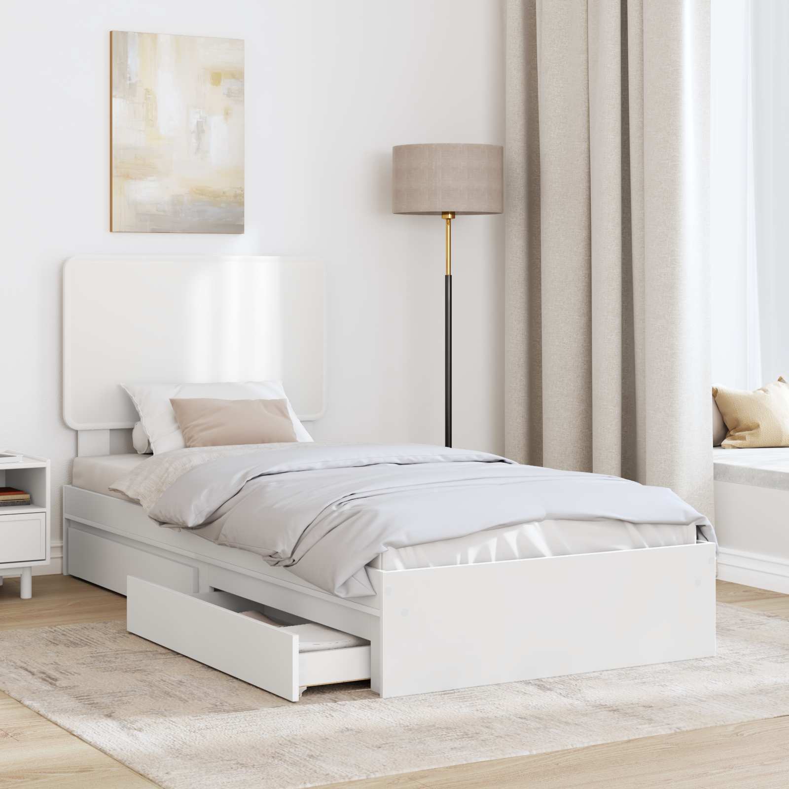 Letto con Contenitore Bianco 75 x 190 cm Legno multistrato | homemem39