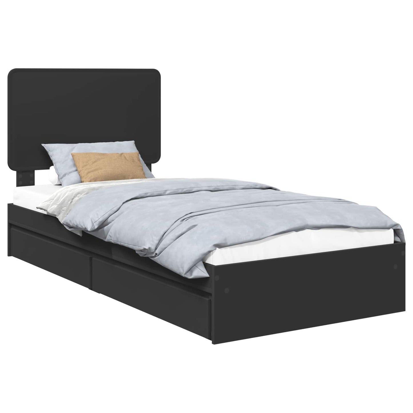 Letto con Contenitore Nero 75 x 190 cm Legno multistrato | homemem39