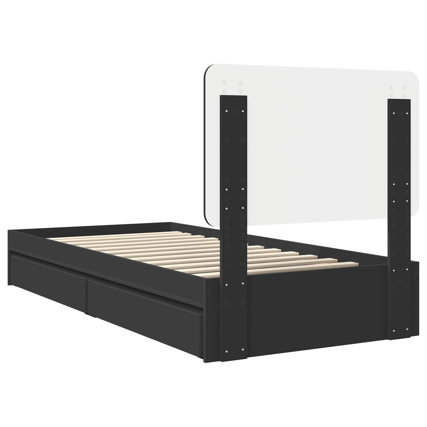 Letto con Contenitore Nero 75 x 190 cm Legno multistrato | homemem39