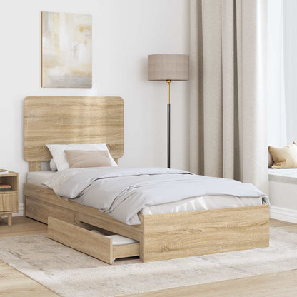 Letto con Contenitore con testiera Rovere Sonoma 75 x 190 cm | homemem39