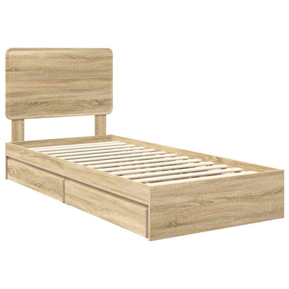 Letto con Contenitore con testiera Rovere Sonoma 75 x 190 cm | homemem39