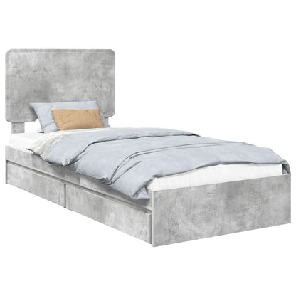 Letto con Contenitore con testiera Grigio cemento 75 x 190 cm | homemem39