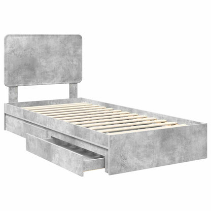 Letto con Contenitore con testiera Grigio cemento 75 x 190 cm | homemem39