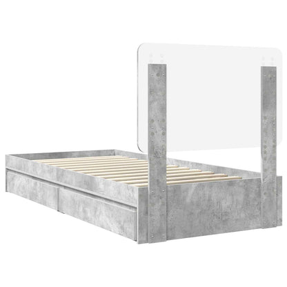 Letto con Contenitore con testiera Grigio cemento 75 x 190 cm | homemem39