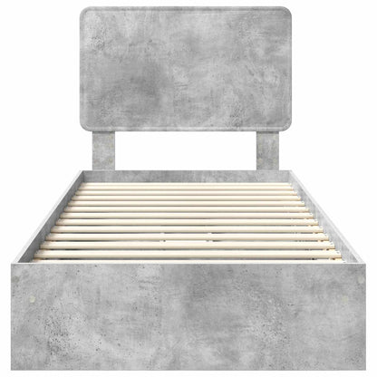 Letto con Contenitore con testiera Grigio cemento 75 x 190 cm | homemem39