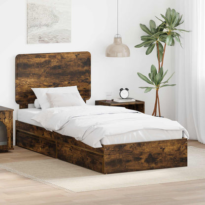 Letto con Contenitore Rovere fumé 75 x 190 cm Legno multistrato | homemem39