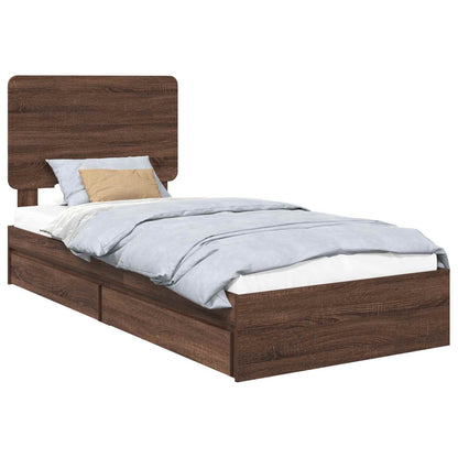 Letto con Contenitore con testiera Rovere Marrone 75 x 190 cm | homemem39