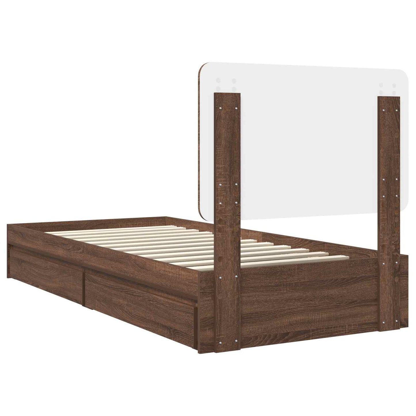 Letto con Contenitore con testiera Rovere Marrone 75 x 190 cm | homemem39