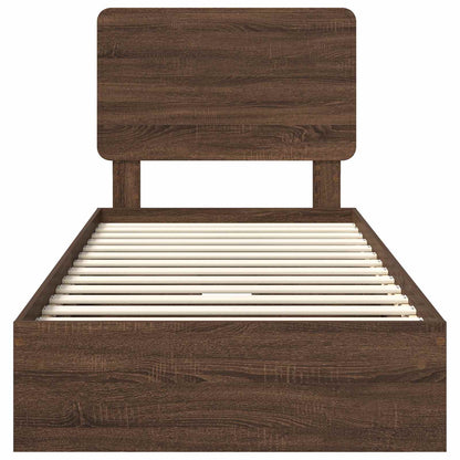 Letto con Contenitore con testiera Rovere Marrone 75 x 190 cm | homemem39