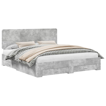Struttura del letto con testiera Grigio cemento 200 x 200 cm | homemem39