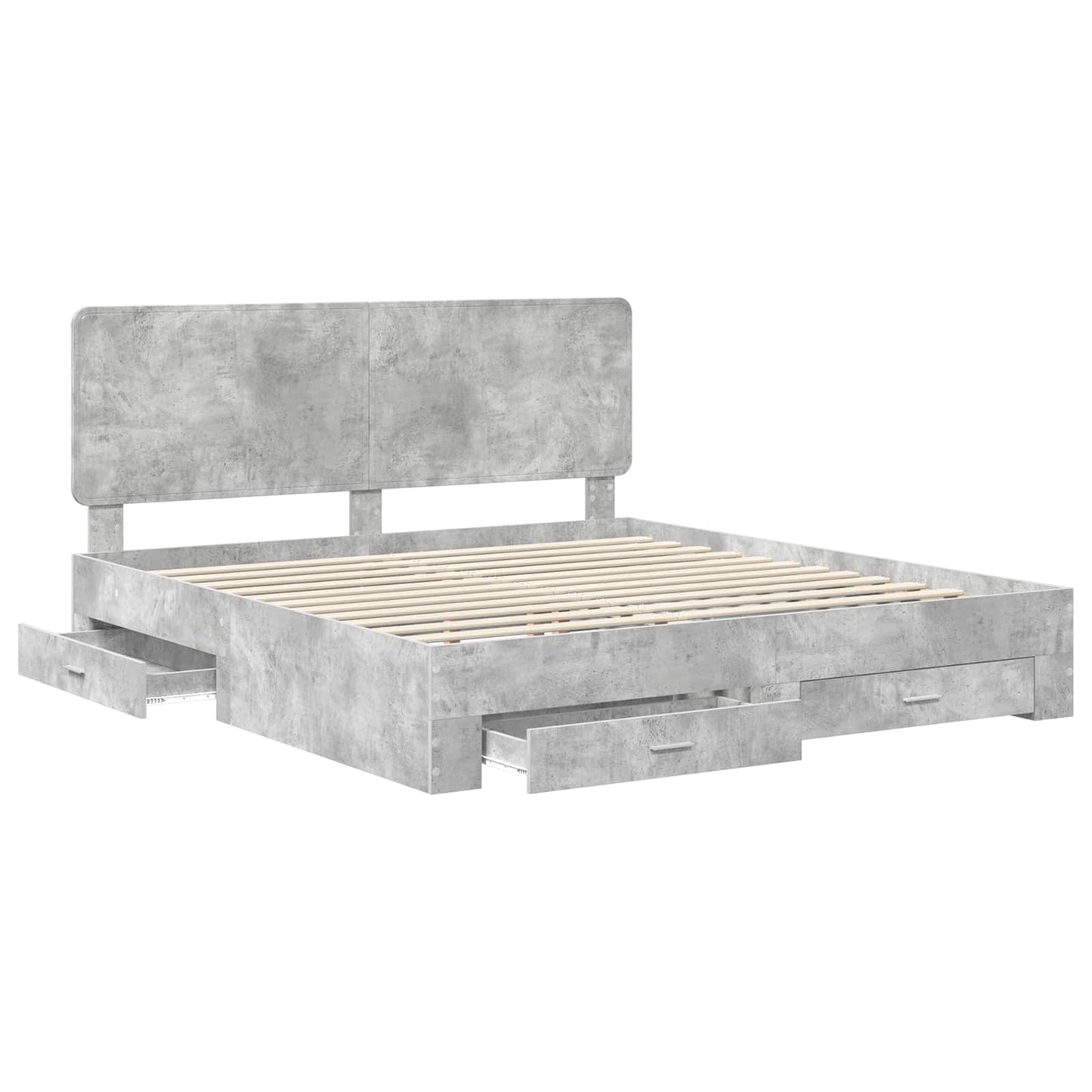 Struttura del letto con testiera Grigio cemento 200 x 200 cm | homemem39
