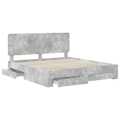 Struttura del letto con testiera Grigio cemento 200 x 200 cm | homemem39