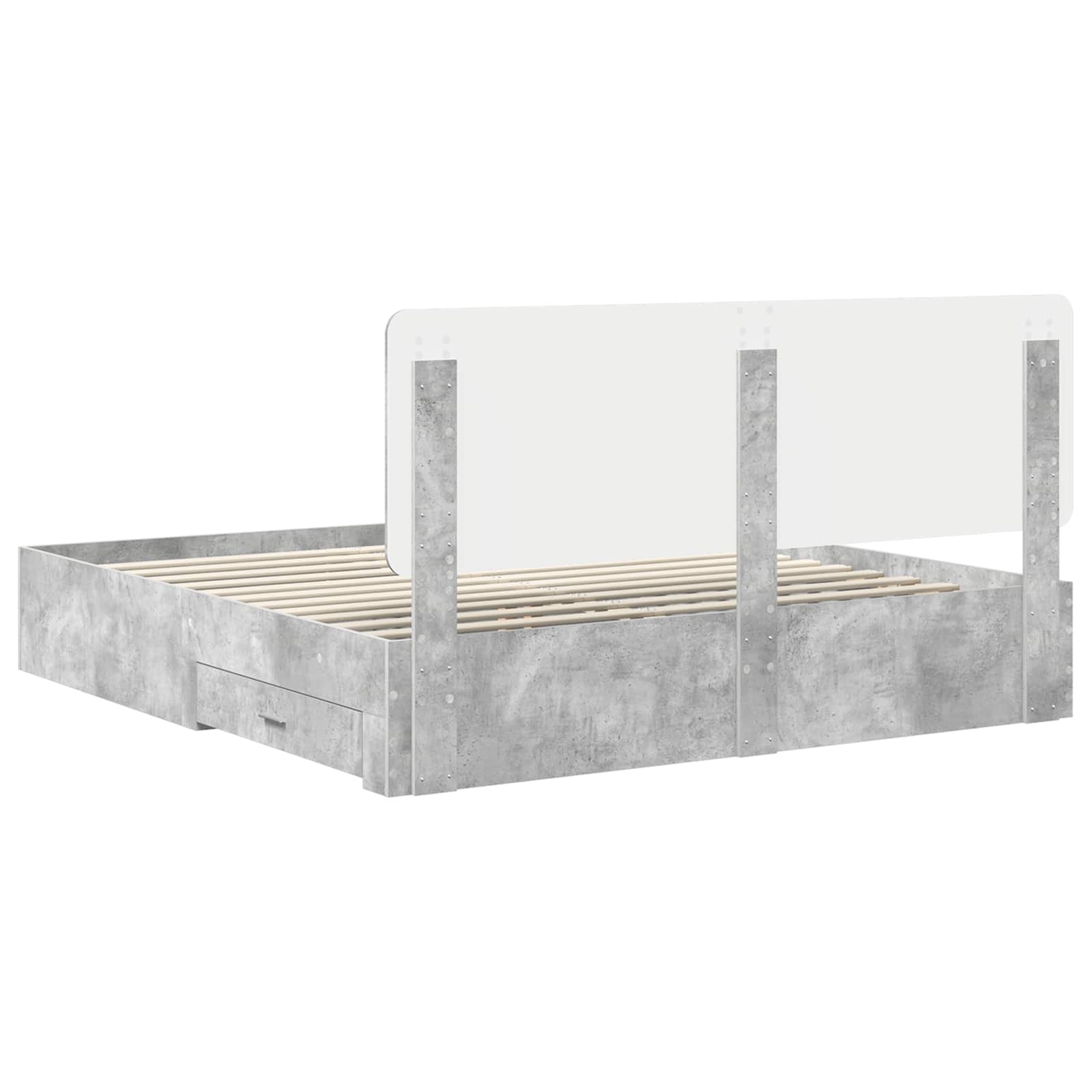 Struttura del letto con testiera Grigio cemento 200 x 200 cm | homemem39