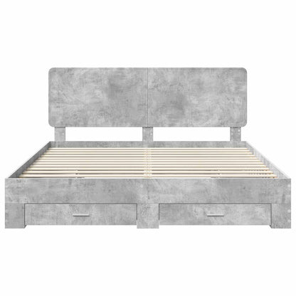 Struttura del letto con testiera Grigio cemento 200 x 200 cm | homemem39