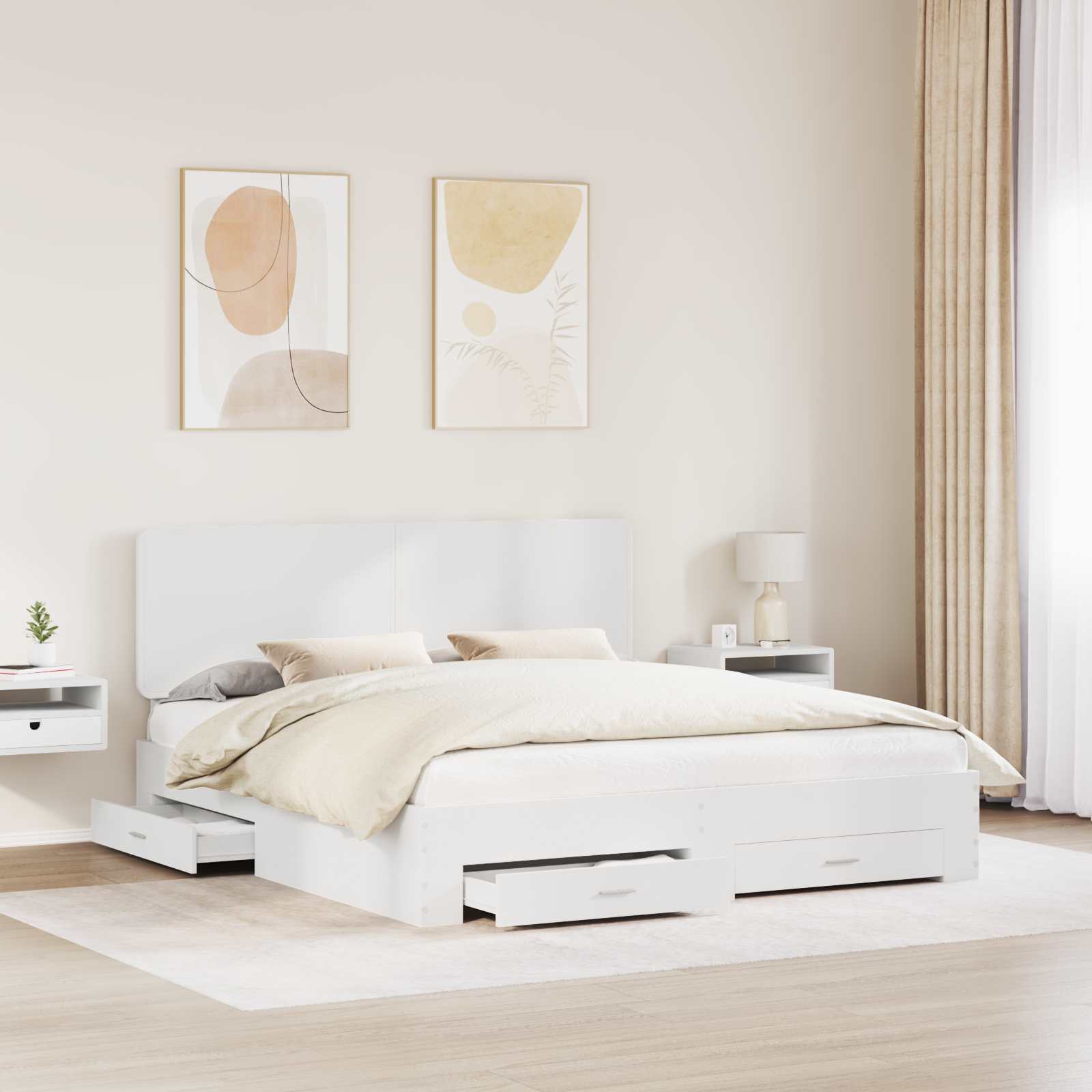 Struttura del letto Bianco 180 x 200 cm Legno multistrato | homemem39