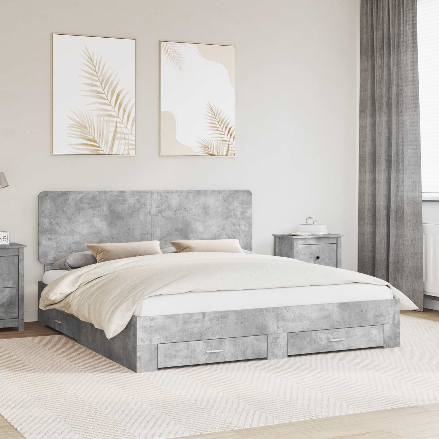 Struttura del letto con testiera Grigio cemento 180 x 200 cm | homemem39