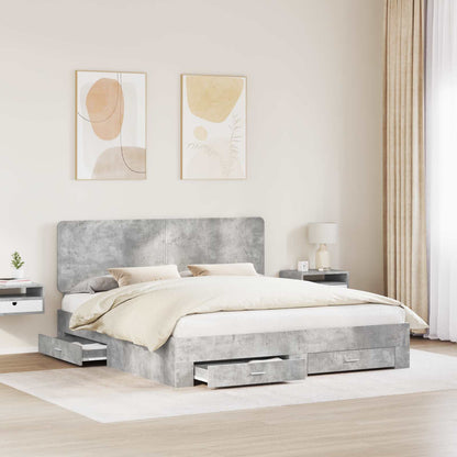Struttura del letto con testiera Grigio cemento 180 x 200 cm | homemem39