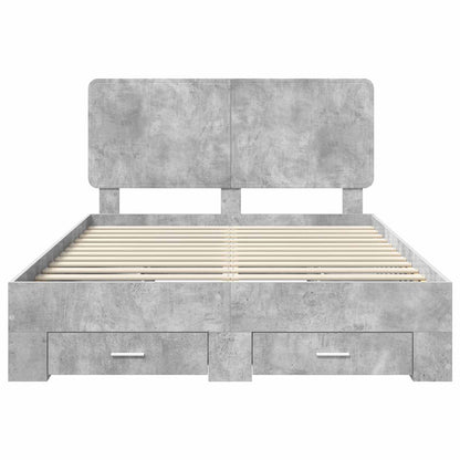 Struttura del letto con testiera Grigio cemento 160 x 200 cm | homemem39