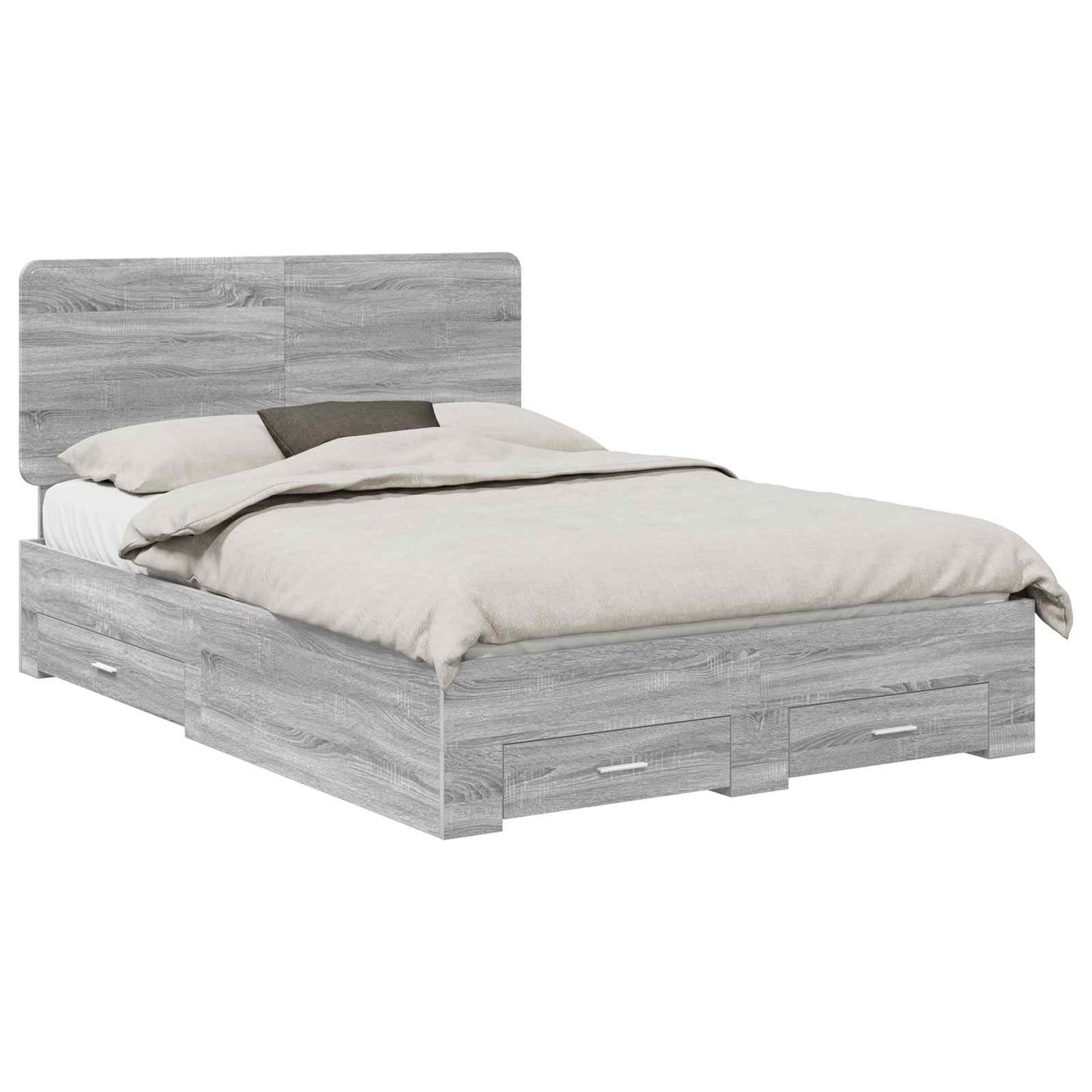 Struttura del letto con testiera Grigio Sonoma 160 x 200 cm | homemem39