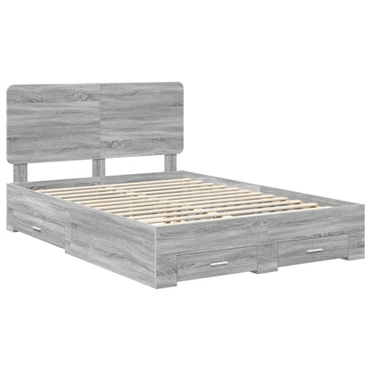 Struttura del letto con testiera Grigio Sonoma 160 x 200 cm | homemem39