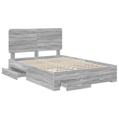 Struttura del letto con testiera Grigio Sonoma 160 x 200 cm | homemem39
