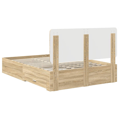 Struttura del letto con testiera Rovere Sonoma 150 x 200 cm | homemem39
