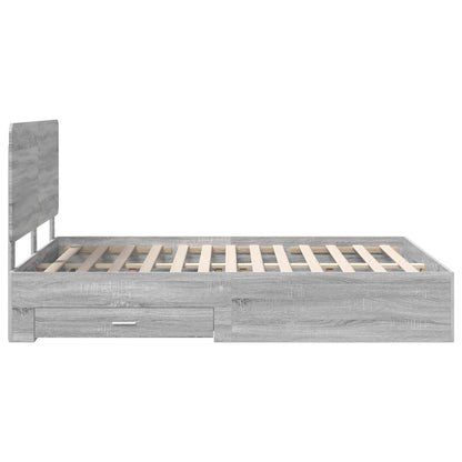 Struttura del letto con testiera Grigio Sonoma 150 x 200 cm | homemem39