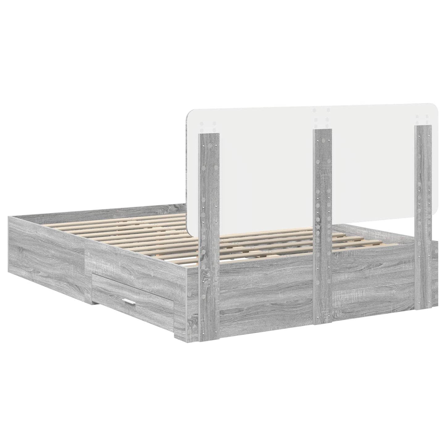 Struttura del letto con testiera Grigio Sonoma 140 x 200 cm | homemem39