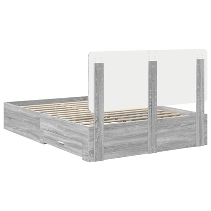 Struttura del letto con testiera Grigio Sonoma 140 x 200 cm | homemem39