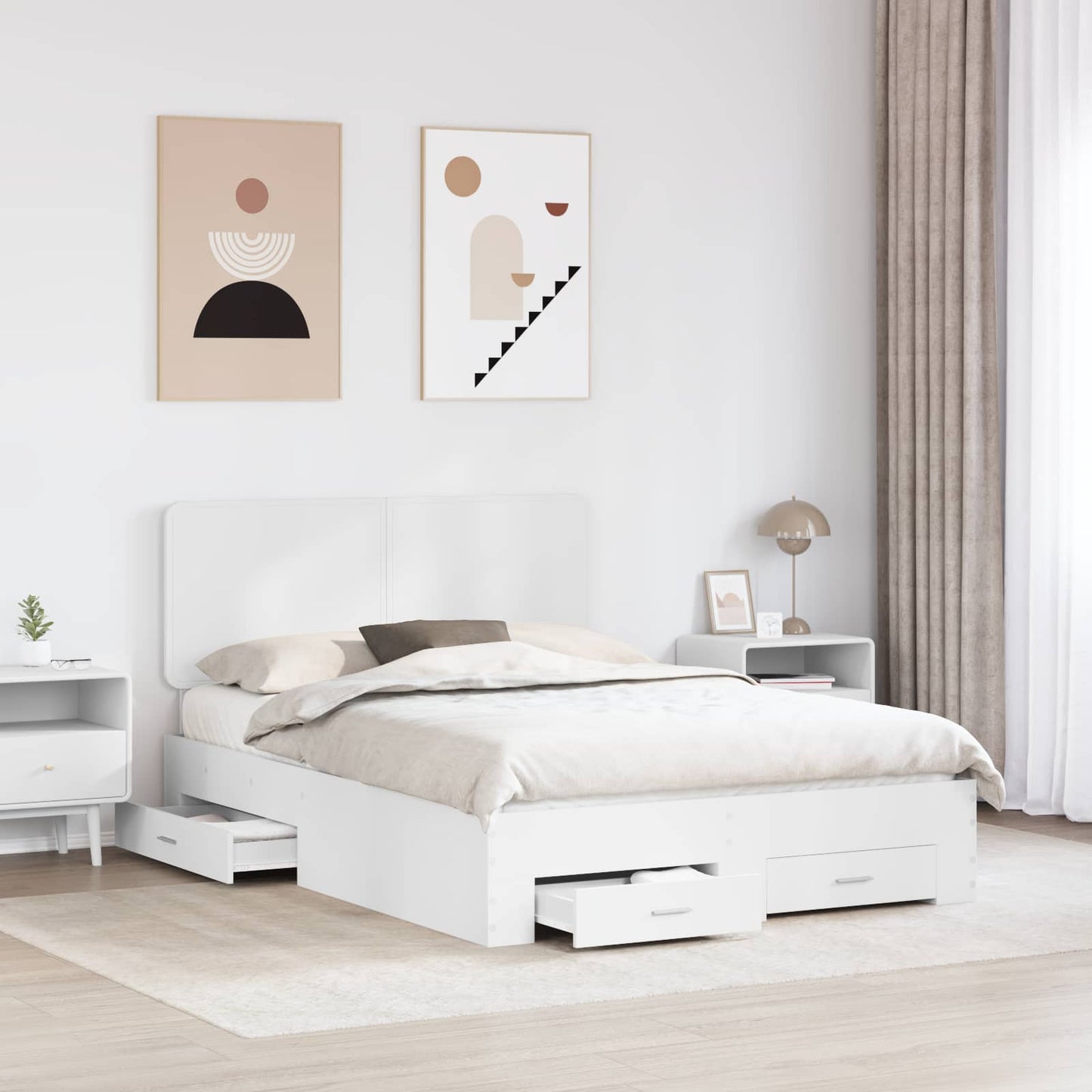 Struttura del letto Bianco 140 x 190 cm Legno multistrato | homemem39