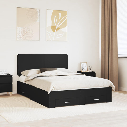 Struttura del letto Nero 140 x 190 cm Legno multistrato | homemem39