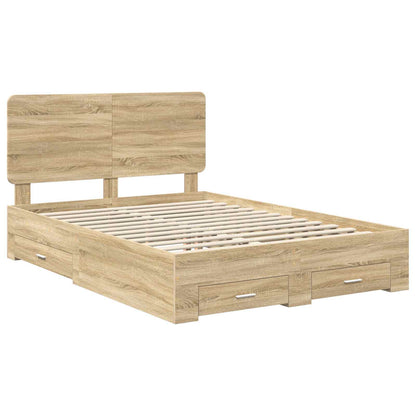 Struttura del letto con testiera Rovere Sonoma 140 x 190 cm | homemem39